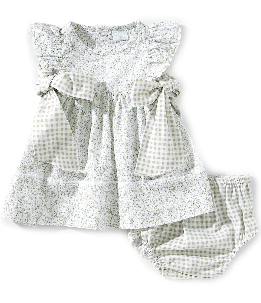 Edgehill Collection Baby Girls 3-12 Month Gingham Side-Tie Sleeveless Ditsy Floral Dress
