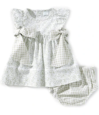 Edgehill Collection Baby Girls 3-12 Month Gingham Side-Tie Sleeveless Ditsy Floral Dress