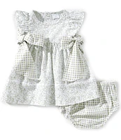 Edgehill Collection Baby Girls 3-12 Month Gingham Side-Tie Sleeveless Ditsy Floral Dress