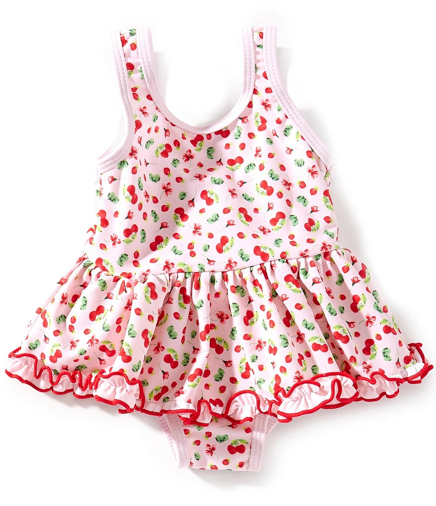 Edgehill Collection Baby Girls 3-24 Month Cherry Print Ruffle One-Piece Swimsuit