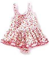 Edgehill Collection Baby Girls 3-24 Month Cherry Print Ruffle One-Piece Swimsuit