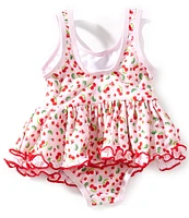 Edgehill Collection Baby Girls 3-24 Month Cherry Print Ruffle One-Piece Swimsuit