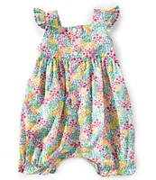 Edgehill Collection Baby Girls 3-24 Months Floral Print Sleeveless Smocked Ruffle Romper
