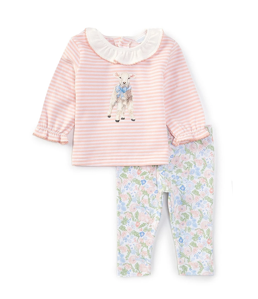 Edgehill Collection Baby Girls 3-24 Months Knit Lamb Long Sleeve Sweatshirt & Pants Set