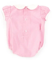 Edgehill Collection Baby Girls 3-24 Months Peter Pan Cap Sleeve Tab Bubble Romper