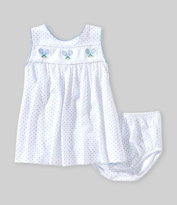 Edgehill Collection Baby Girls 3-24 Months Polka Dot Embroidered Tennis Racquet Dress