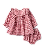 Edgehill Collection Baby Girls 3-24 Months Round Neck Long Sleeve Gingham Dress