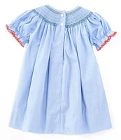 Edgehill Collection Baby Girls 3-24 Months Round Neck Smocked Apple Bishop Dress