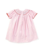 Edgehill Collection Baby Girls 3-24 Months Round Neck Smocked Short Sleeve Christmas Wreath Dress