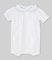 Edgehill Collection Baby Girls 3-24 Months Round Smocked Swiss Dot Romper