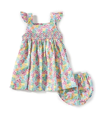 Edgehill Collection Baby Girls 3-24 Months Smocked Floral Print Sleeveless Ruffle Dress