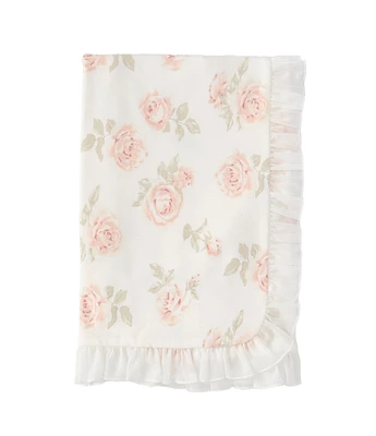 Edgehill Collection Baby Girls Large Floral Ruffle Chiffon Receiving Blanket