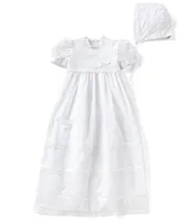 Edgehill Collection Baby Girls Newborn-12 Months Victorian Christening Gown & Matching Bonnet Set