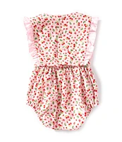 Edgehill Collection Baby Girls Newborn-24 Months Sleeveless Cherry Print Side Bow Bubble Romper