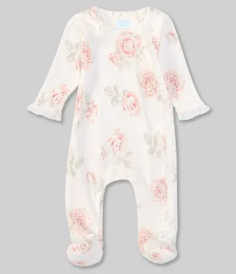 Edgehill Collection Baby Girls Newborn-6 Months Floral Print Footie Coverall