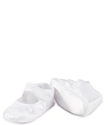 Edgehill Collection Girls' Mary Jane Rosebud Christening Crib Shoes (Infant)