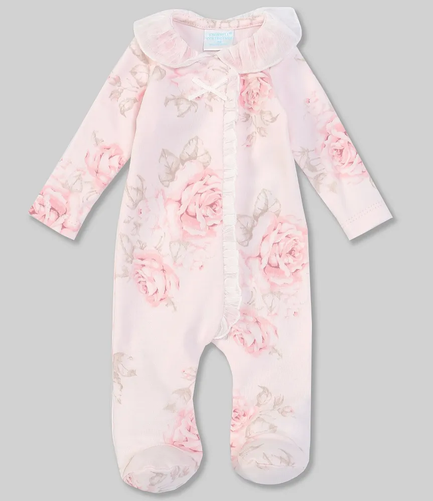 Edgehill Collection Baby Girls Preemie-9 Months Long-Sleeve Vintage Floral Footed Coverall