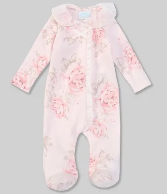 Edgehill Collection Baby Girls Preemie-9 Months Long-Sleeve Vintage Floral Footed Coverall