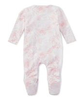 Edgehill Collection Baby Girls Preemie-9 Months Round Neck Long Sleeve Asymmetric Toile Print Footie Coverall