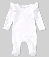 Edgehill Collection Baby Girls Preemie-9 Months Round Neckline Long Sleeve Ditsy Pointelle Coverall