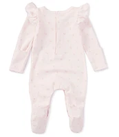 Edgehill Collection Baby Girls Preemie-9 Months Round Neckline Long Sleeve Ditsy Pointelle Coverall