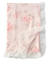 Edgehill Collection Baby Girls Rose Floral Ruffle Chiffon Receiving Blanket