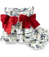Edgehill Collection Baby Girls Sleeveless Flag Toile Print Side-Bow Dress