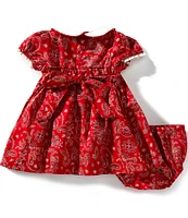 Edgehill Collection Baby Girls Smocked Americana Bandana Print Peter Pan Cap Sleeve Dress