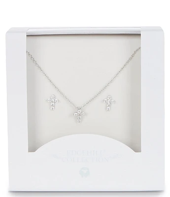 Edgehill Collection Girls Cross Necklace & Earings Set