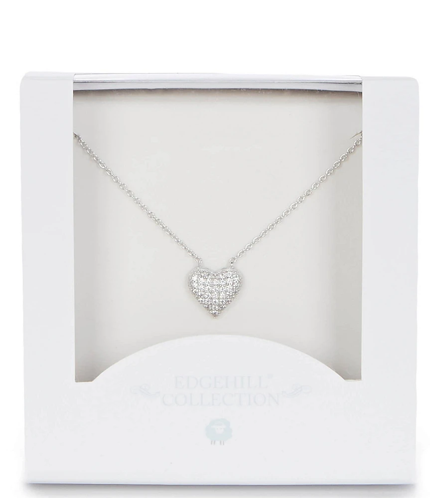 Edgehill Collection Girls Pave Heart Necklace