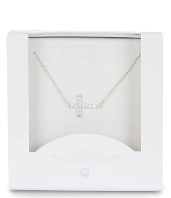 Edgehill Collection Girls Sideways Cross Necklace