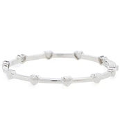 Edgehill Collection Girls Silver Plated Brass Heart Hinged Bangle Bracelet