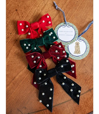 Edgehill Collection x Darby Fallon Clark Girls Mckinley Velvet Pearl Hair Bow