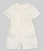 Edgehill Collection Little Boy 2T-4T Peter Pan Collar Short Sleeve Heirloom Christening Top & Shorts Set