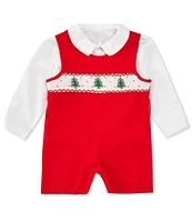 Edgehill Collection Little Boys 2T-4T Embroidered Long Sleeve Christmas Tree Romper