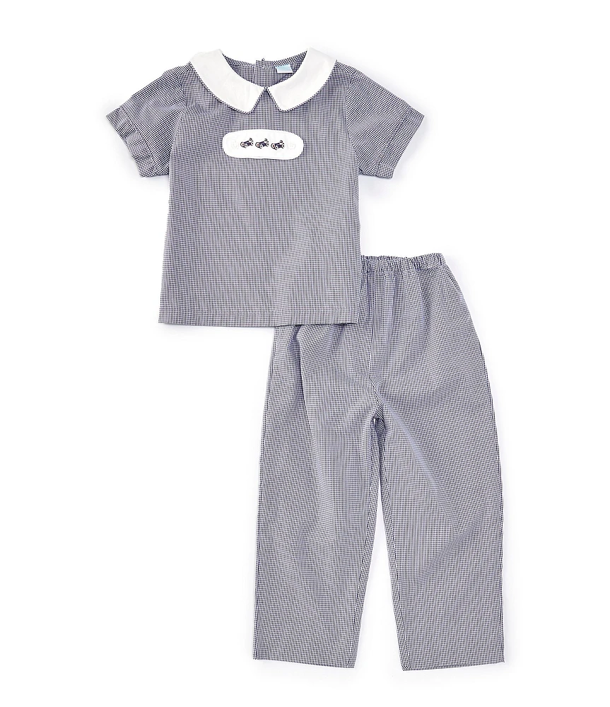 Edgehill Collection Little Boys 2T-4T Peter Pan Cap Sleeve Tab Top & Gingham Pants Set