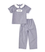 Edgehill Collection Little Boys 2T-4T Peter Pan Cap Sleeve Tab Top & Gingham Pants Set