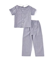 Edgehill Collection Little Boys 2T-4T Peter Pan Cap Sleeve Tab Top & Gingham Pants Set