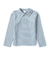 Edgehill Collection Little Boys 2T-7 Long Sleeve Classic Pima Stripe Polo Shirt