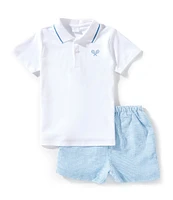 Edgehill Collection Little Boys Embroidered Tennis Racket Polo & Stripe Shorts Set
