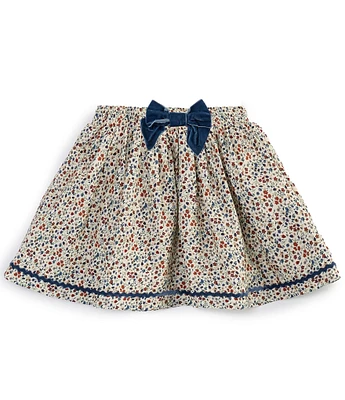 Edgehill Collection Little Girl 2T-6X Floral Pull On Velvet Bow Skirt