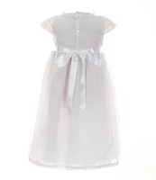 Edgehill Collection Little girls 2T-6X Round Neck Short Sleeve Lace Heirloom Dress