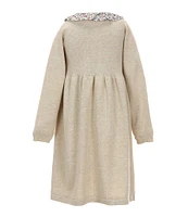 Edgehill Collection Little Girl 2T-6X Ruffle Collar Long Sleeve Sweater Dress