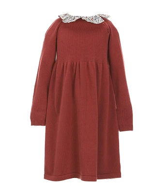 Edgehill Collection Little Girl 2T-6X Ruffle Collar Long Sleeve Sweater Dress