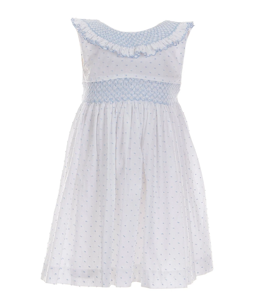 Edgehill Collection Little Girl 2T-6X Smocked Peter Pan Collar Sleeveless Dress