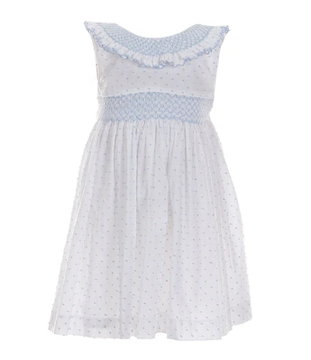 Edgehill Collection Little Girl 2T-6X Smocked Peter Pan Collar Sleeveless Dress