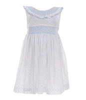 Edgehill Collection Little Girl 2T-6X Smocked Peter Pan Collar Sleeveless Dress