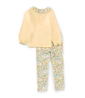 Edgehill Collection Little Girls 2T-6X Long Sleeve Duckling Knit Top & Pants Set