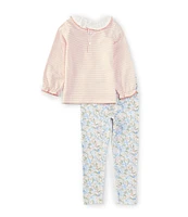 Edgehill Collection Little Girls 2T-6X Long Sleeve Knit Lamb Top & Pants Set