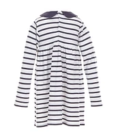 Edgehill Collection Little Girls 2T-6X Peter Pan Collar Long Sleeve Sleeve Stripe Knit Dress